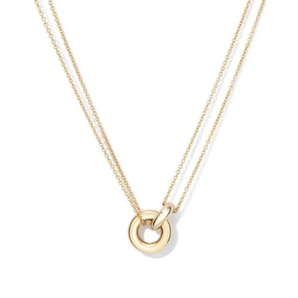 New: 18K Gold Plated Double Chains Circle Pendant Necklace